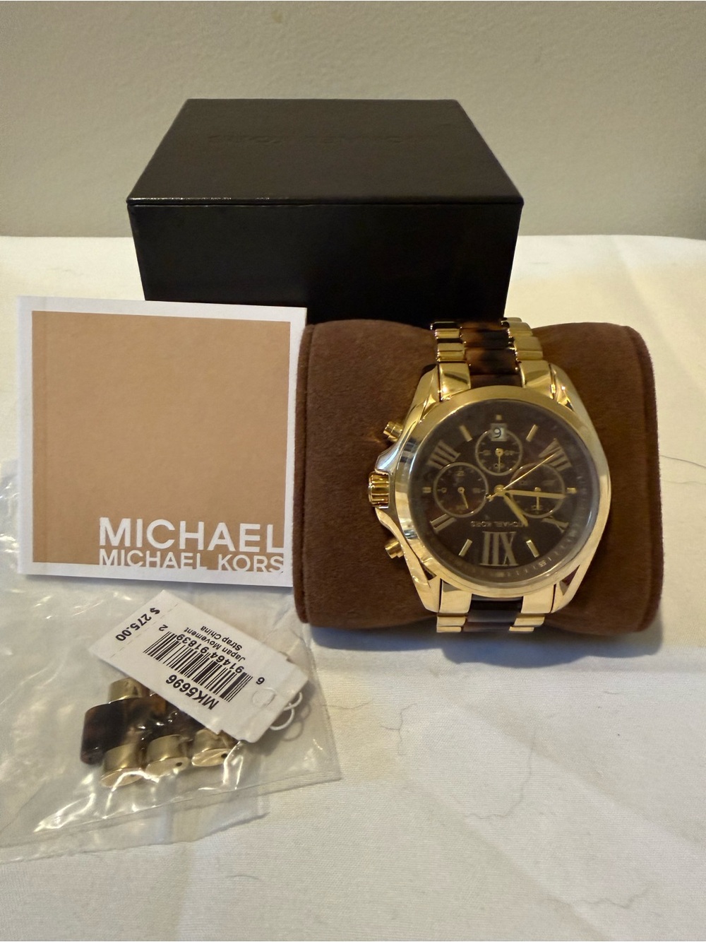 NEW Michael Kors MK5696 Bradshaw Gold & Tortoiseshell Chronograph Watch - NIB